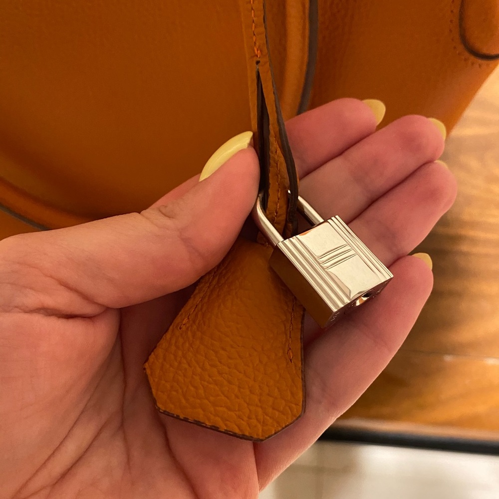 Orange Leather Tote Bag - Picture 3 of 9